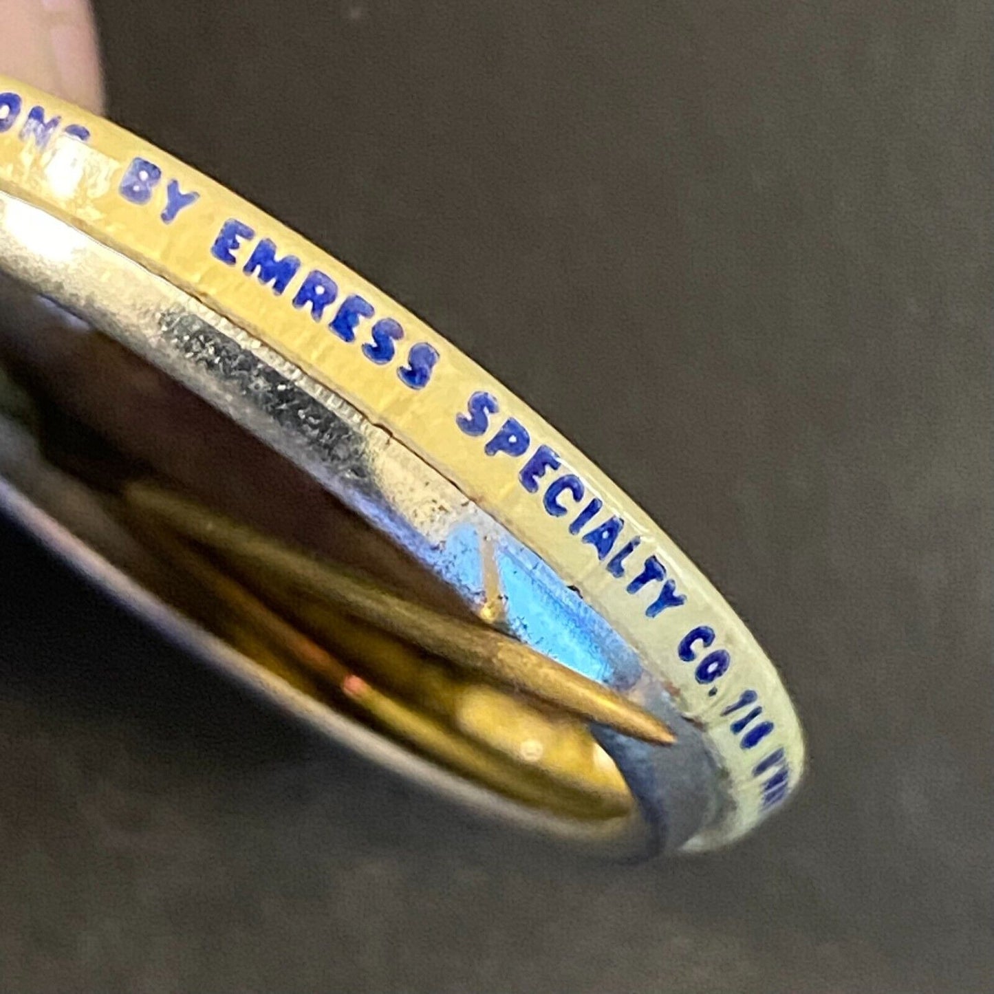 1969 Lake George Military Display Day Firecracker Flag Steel Pinback 1 1/4" VGC