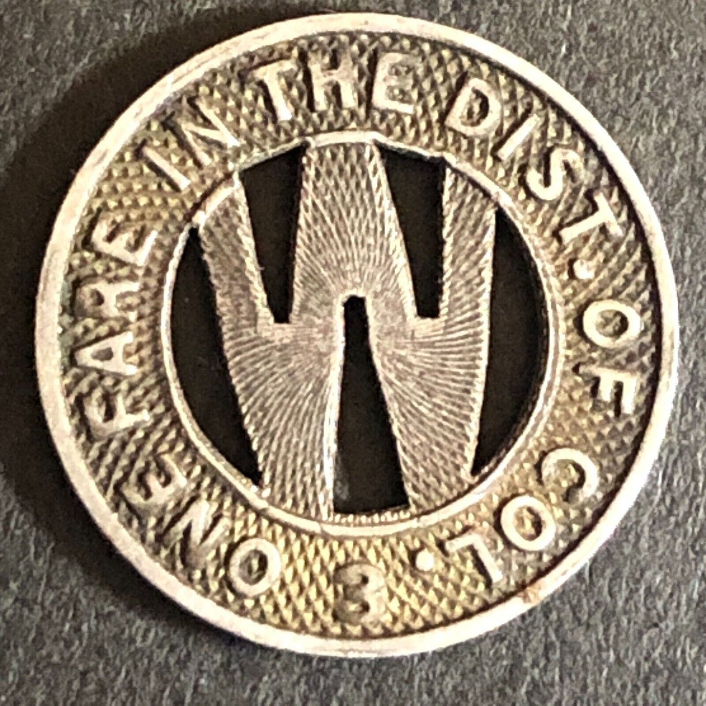 Capital Transit Co. G/F One Fare in the Dist. of Col. Transit Token 16mm