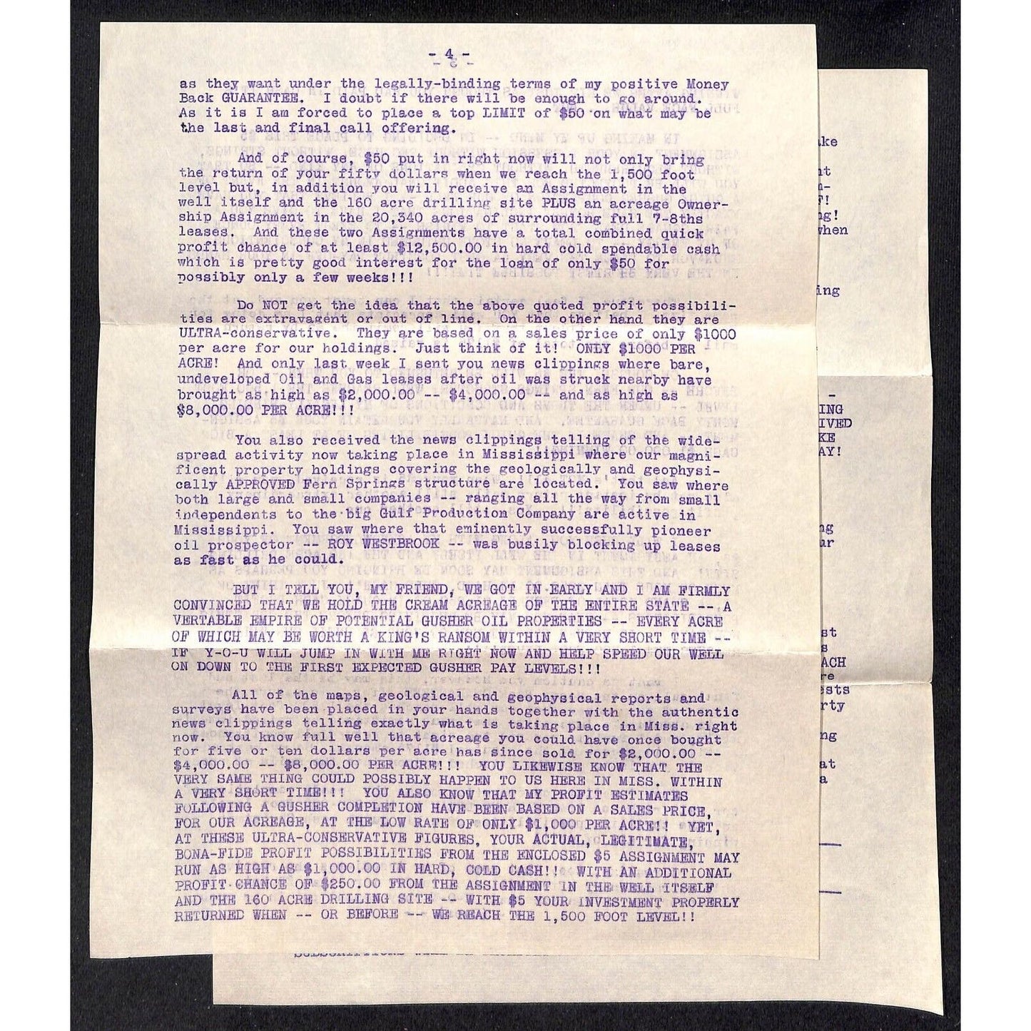 Jack R. Vale Dallas 1934 Oil Investment Scheme ? Promotion Letter 5pp