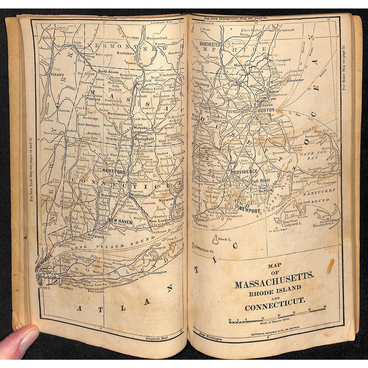 1885 Commercial Travelers Railroad Guide & Hotel Directory NY & NE States 112pp