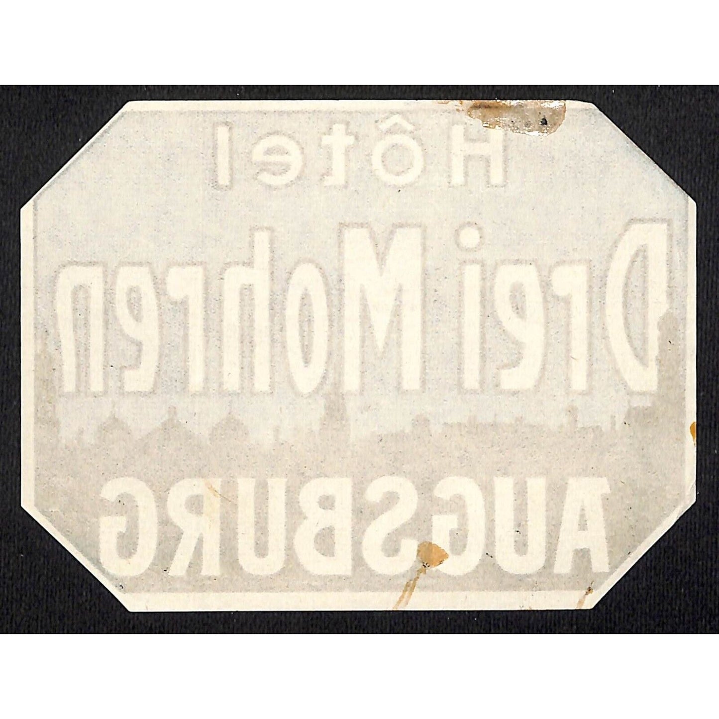 Hotel Drei Mohren Augsburg Night Skyline Original Luggage Label c1930's - Scarce