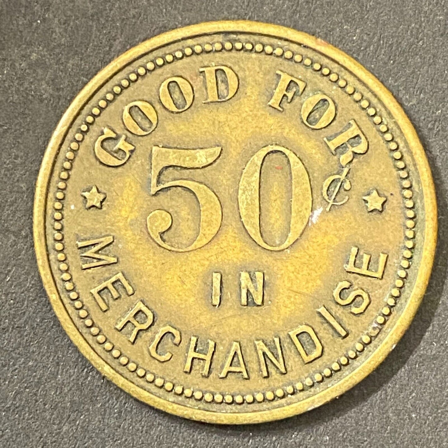 Charles Stratig Candy Store Duluth Hibbing c1921-30's G/F 50¢ Token 28mm (#1)