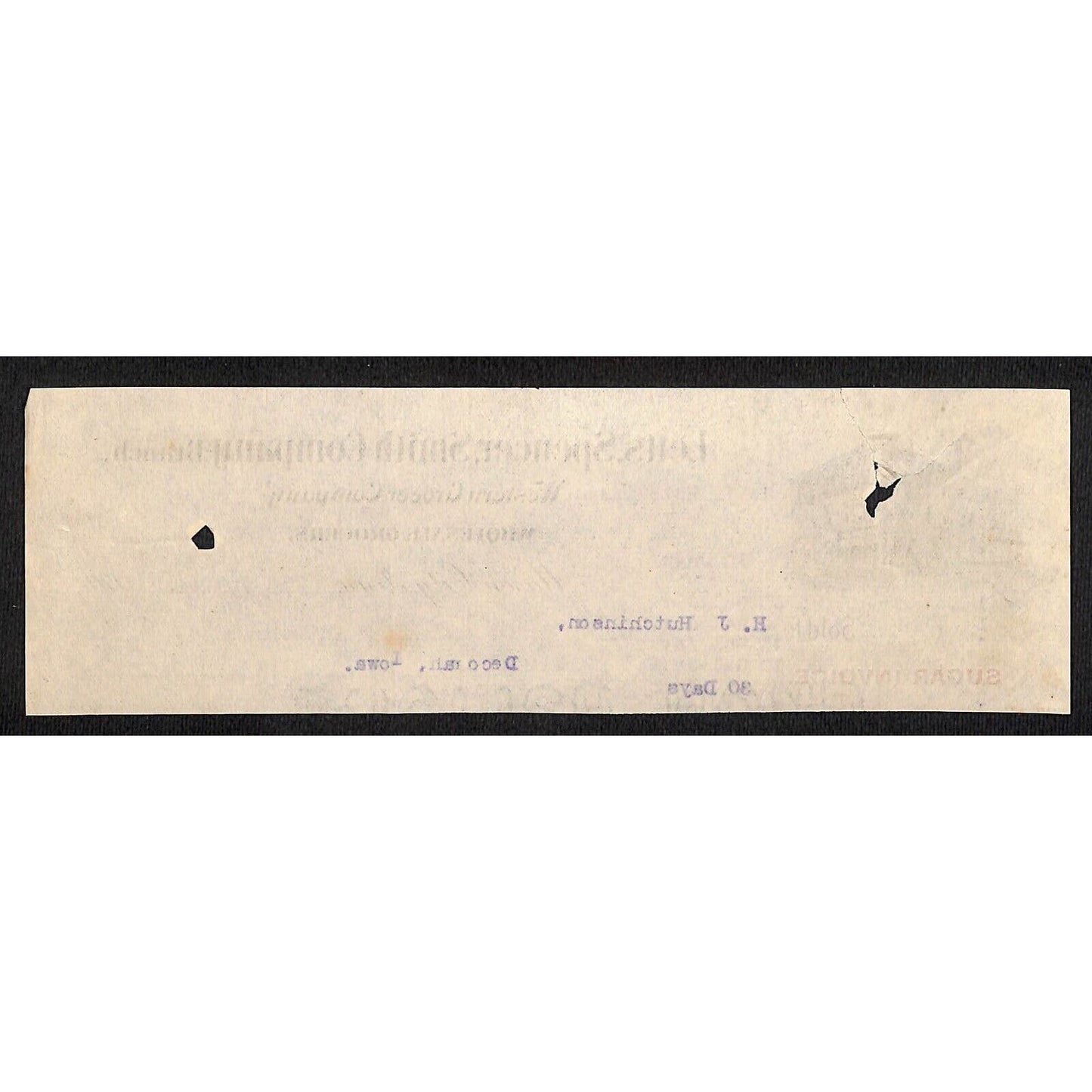 Letts, Spencer, Smith Co. Grocer Mason City IA - Hutchinson* 1903 Cut Billhead