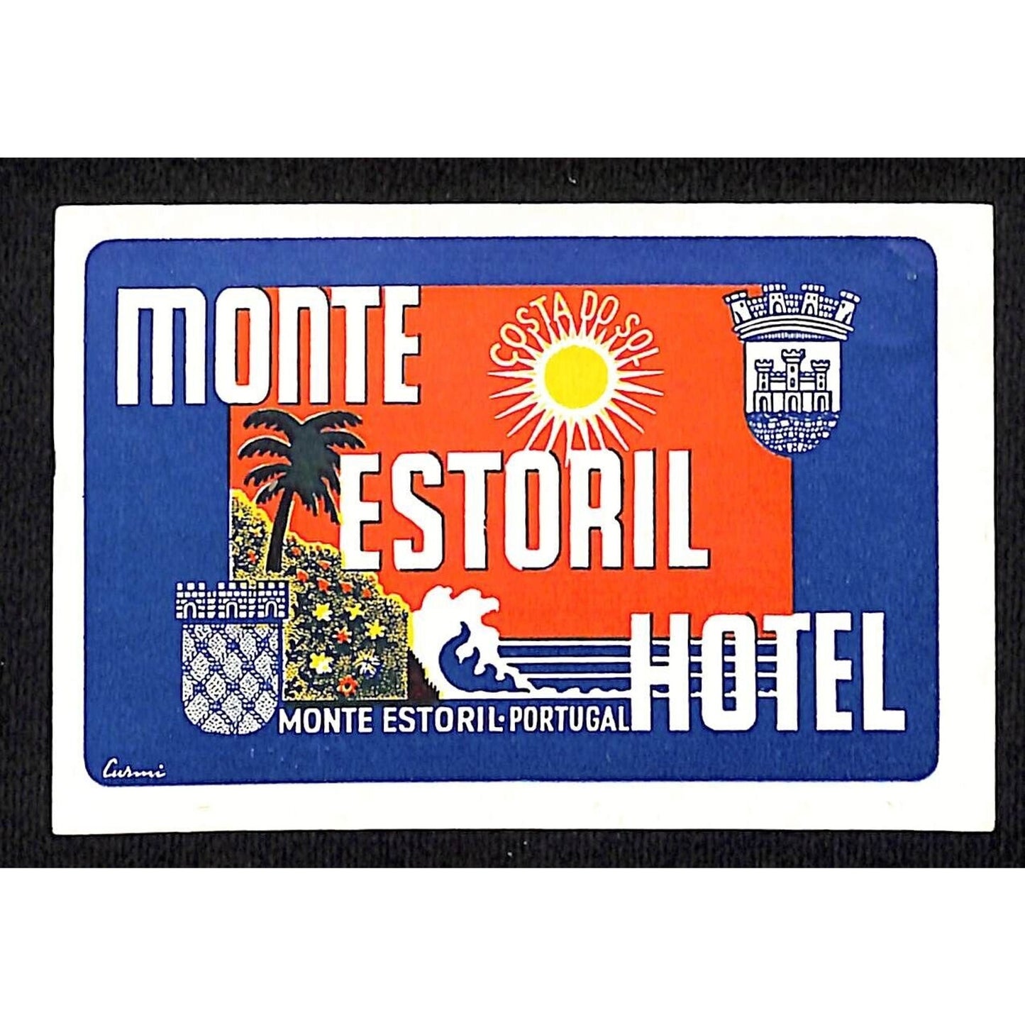 Monte Estoril Hotel Portugal c1950's-60's Unused Luggage Label VGC Scarce