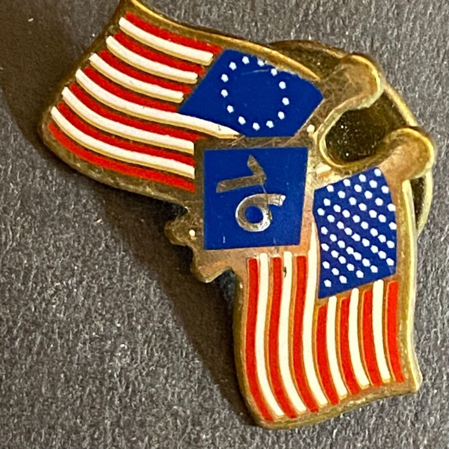 American Flags Enameled Lapel Pin Vintage Small 17mm x 22mm