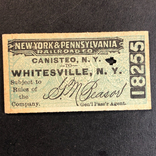 New York & Pennsylvania Railroad July 16 1917 Whitesville, NY Ticket #18255