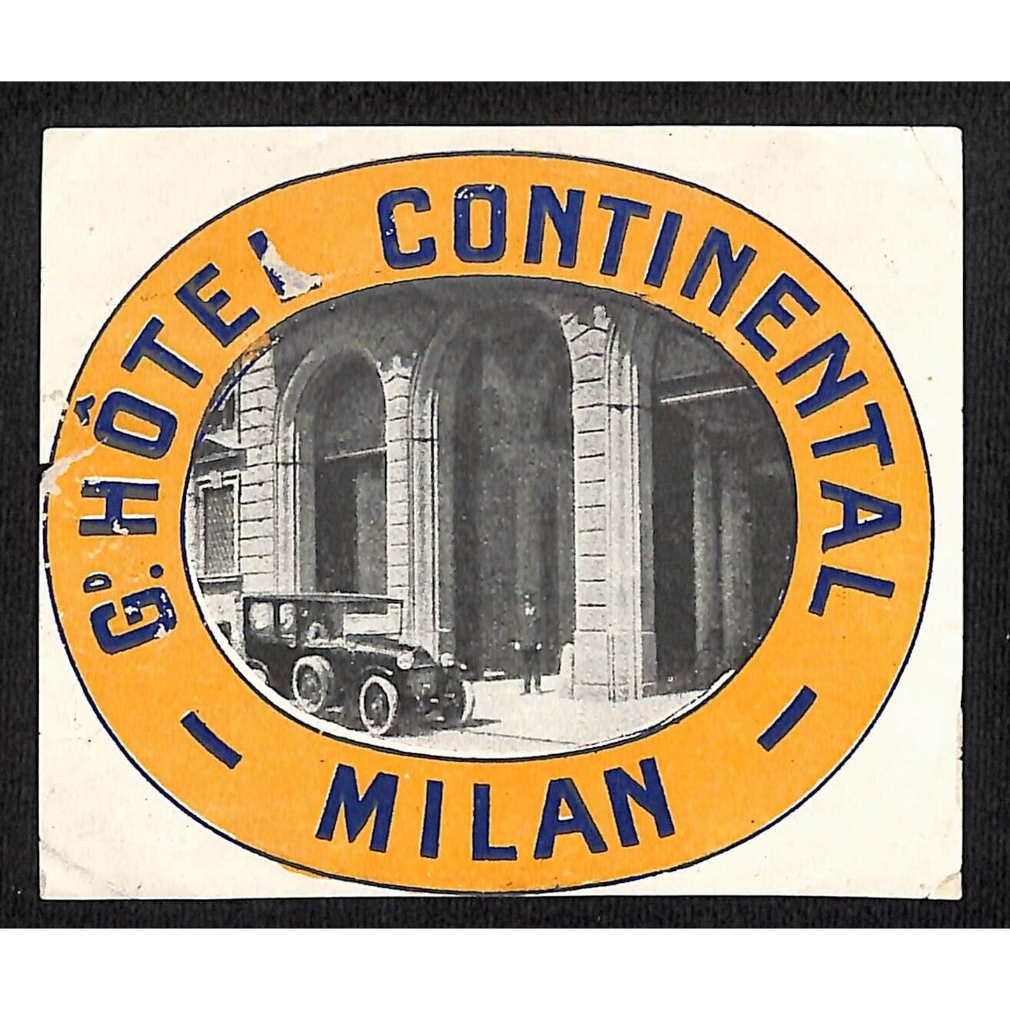 Grand Hotel Continental Milan Luggage Label Original c1920's Real Photo Scarce