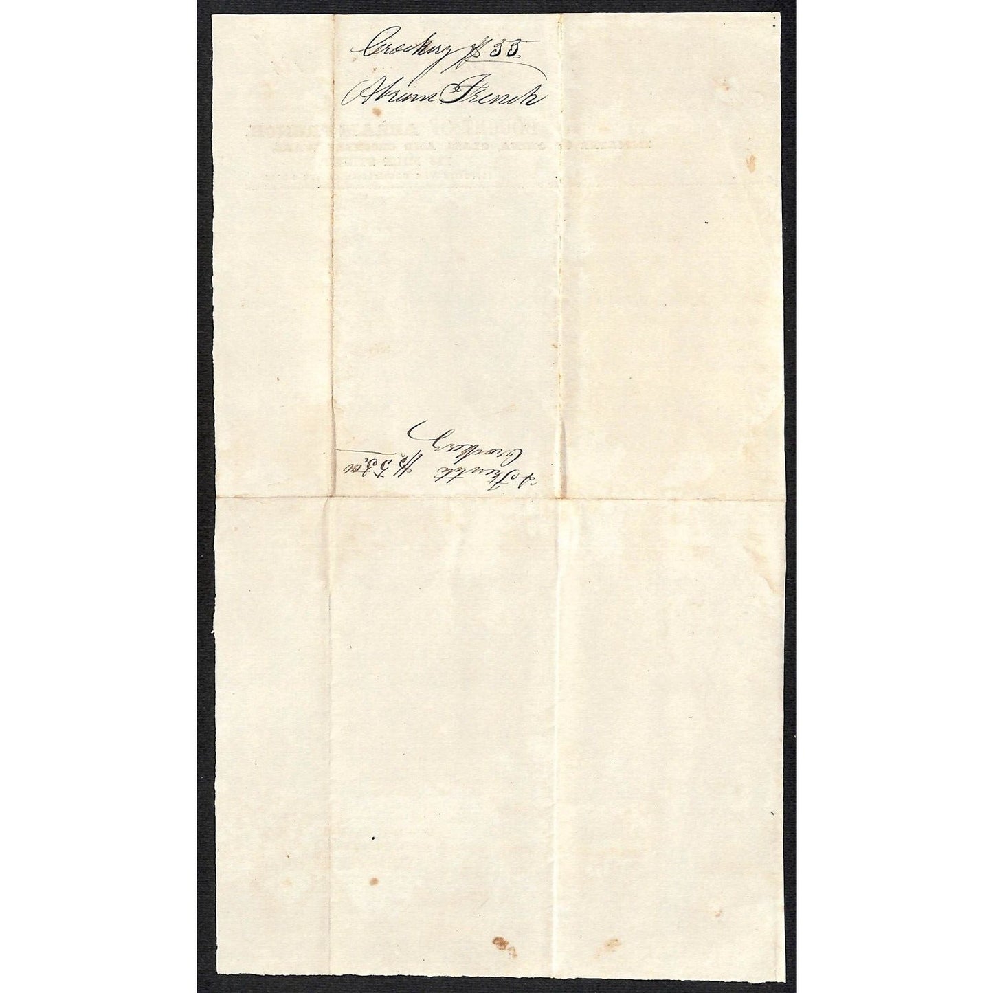 1844 Jabez Knowlton* Newburgh, ME Abram French Boston Crockery EARLY Billhead
