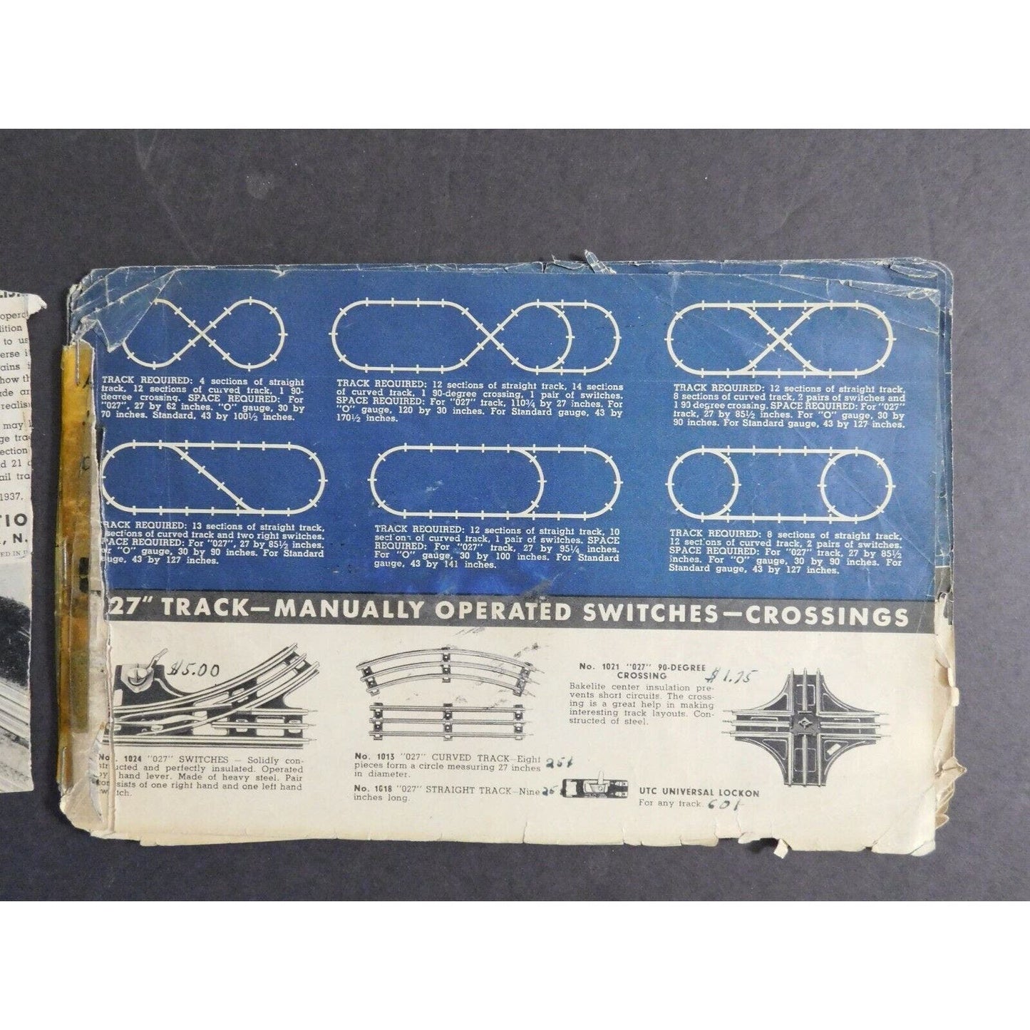 1937 Lionel "Track Layouts" Booklet 18 pgs - Terrible Condition