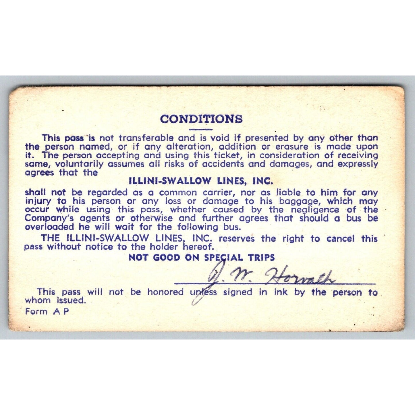 Illini-Swallow Lines Champaign, IL 1967 Annual / Yearly Bus Pass #91