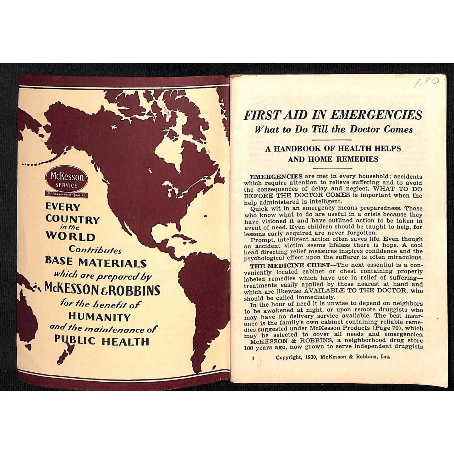 1930 McKesson's "First Aid in Emergencies" Booklet 79pp VGC
