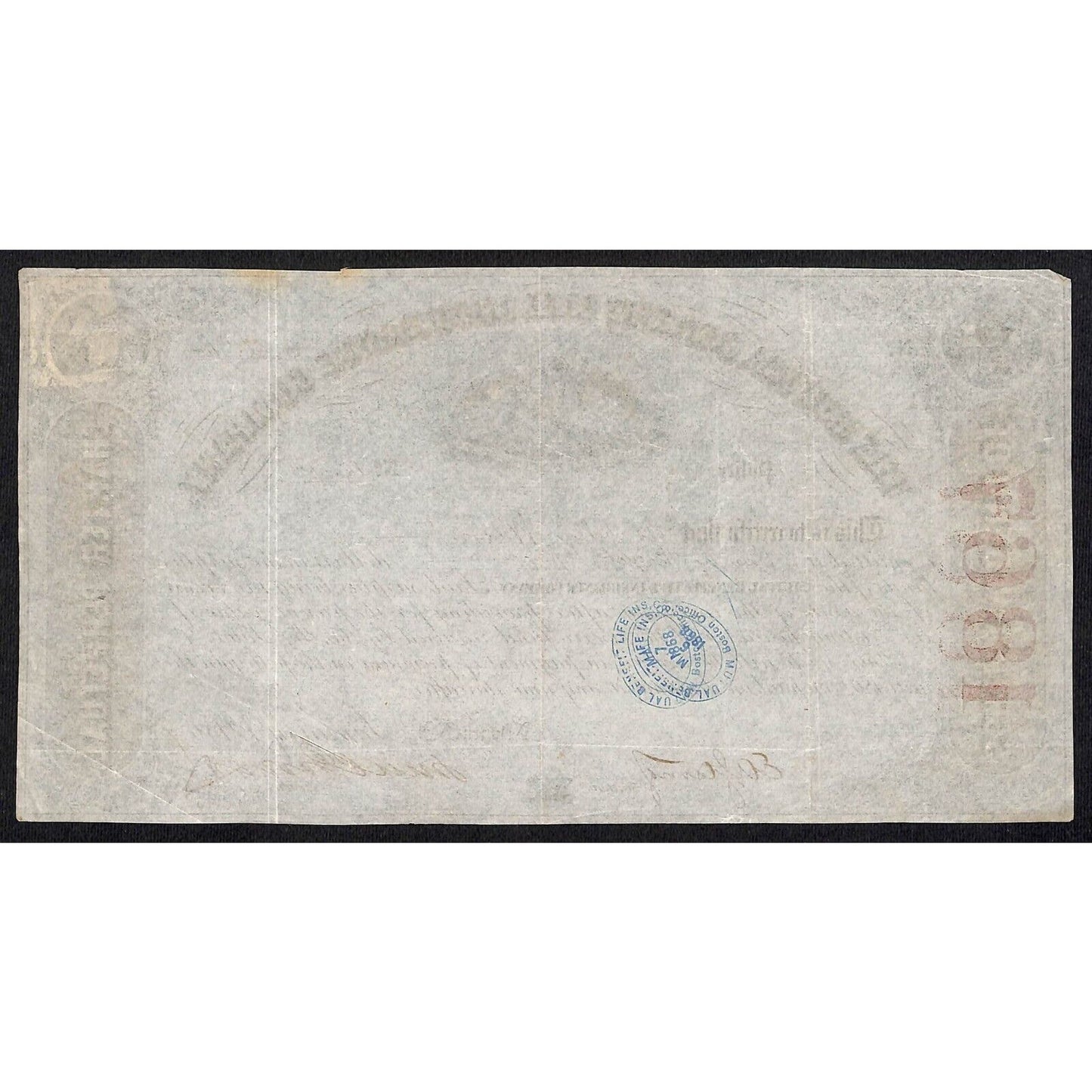 Mutual Benefit Life Insurance Co 1867 Dividend Certificate Isabella Wilson