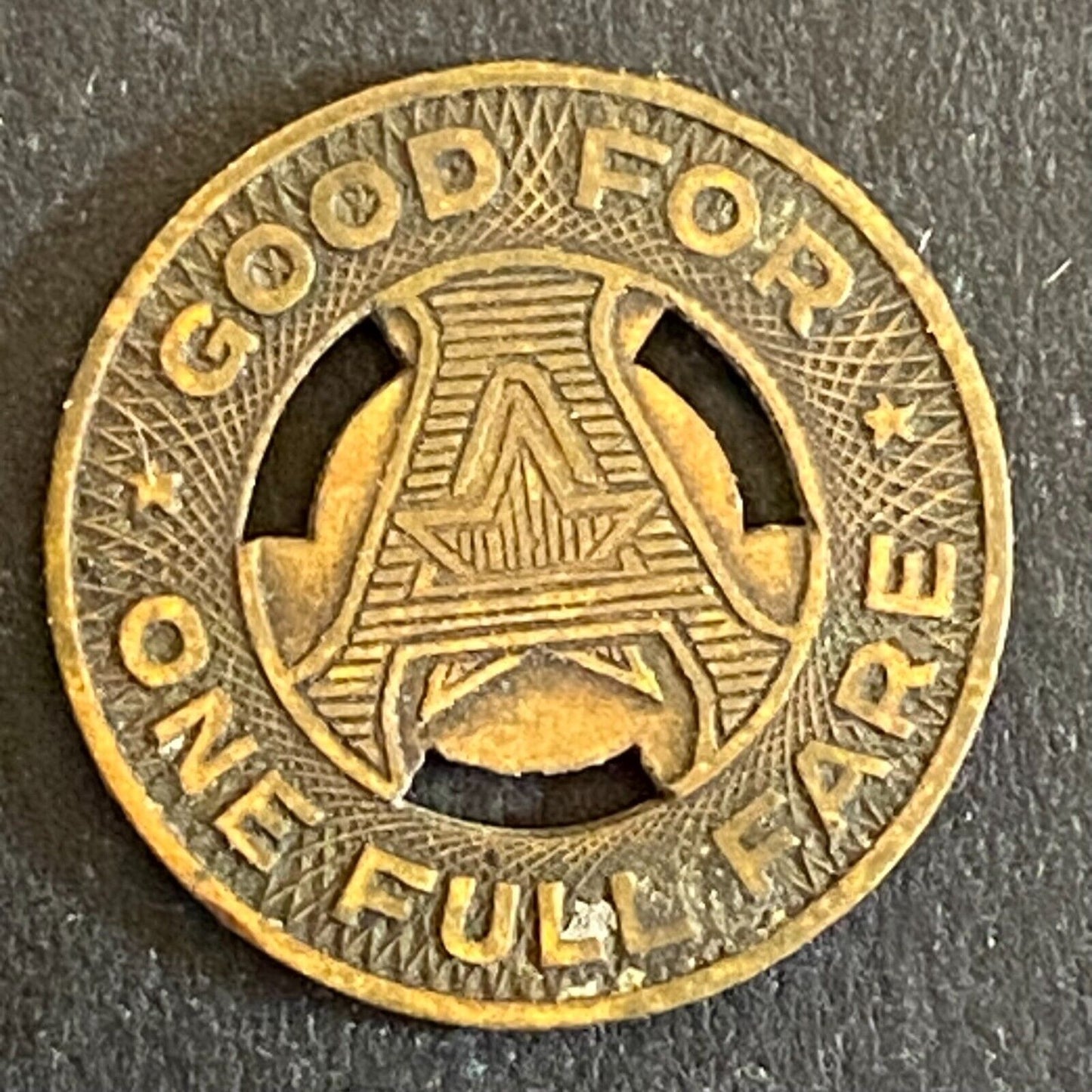 Austin Transit Co. G/F One Full Fare Transit Token 16mm