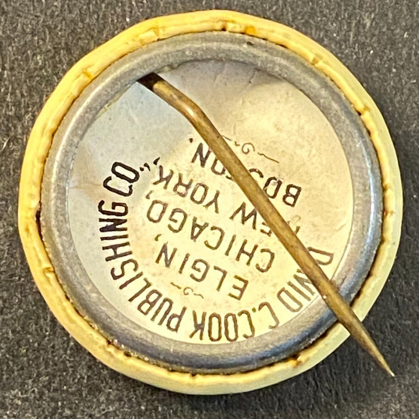 "Rally Day" Crossed Flags Celluloid Steel Pinback 18.5mm David C. Cook c1920's