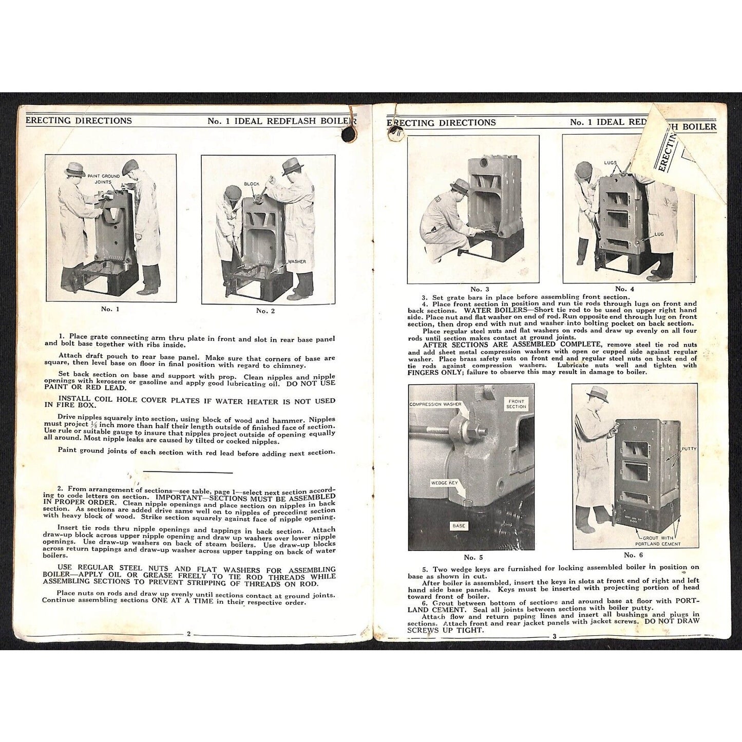 American Radiator 1935 No. 1 Ideal Redflash Boilers Erecting Instructions 12pp