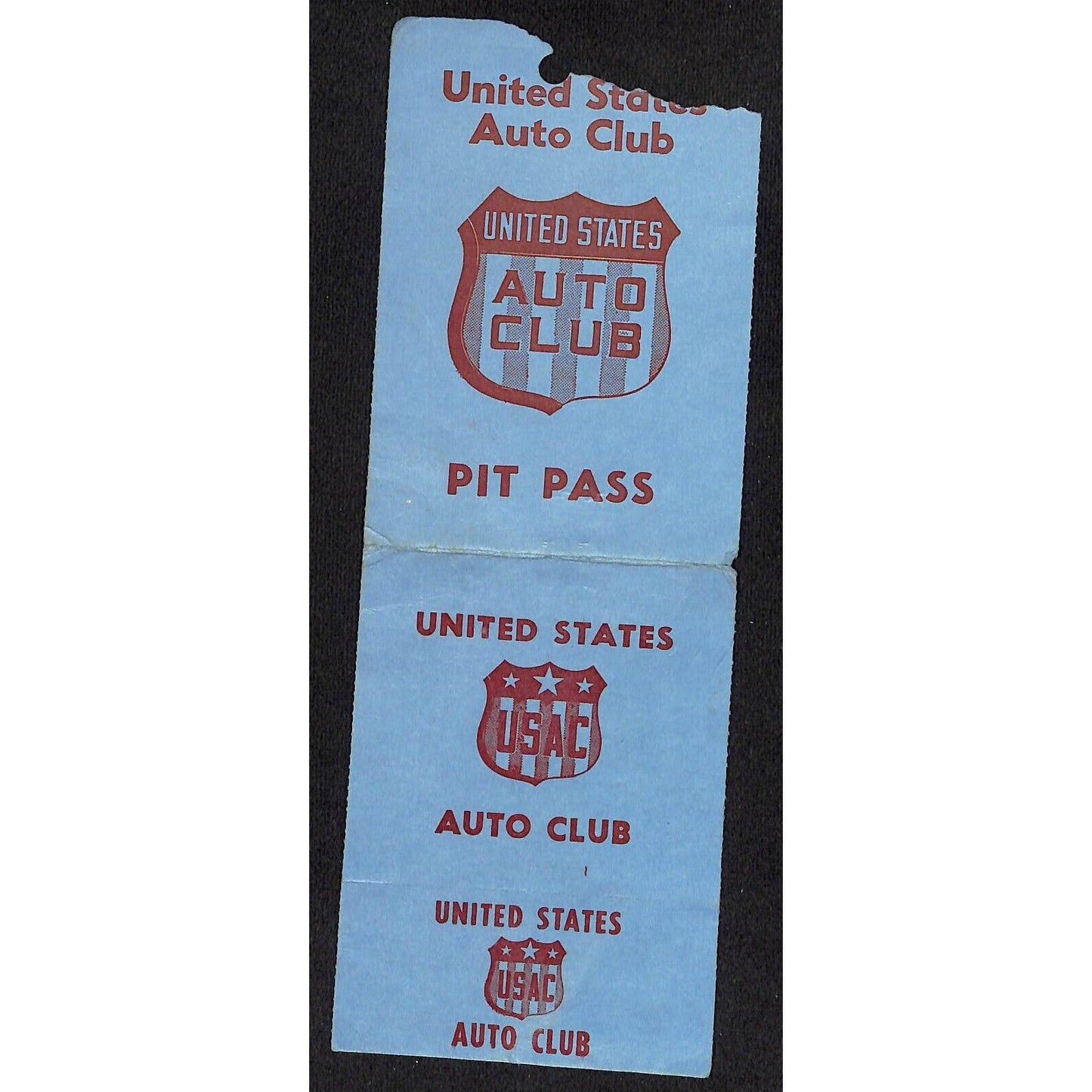 1958 USAC Pit Pass & Receipt Signed John Blough (Owner / Mechanic) 9/13 Scarce