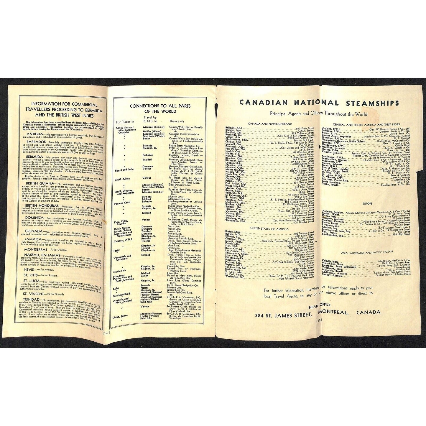 Canadian National Steamships "Lady Liners" 1936 Bermuda West Indies Brochure 15p