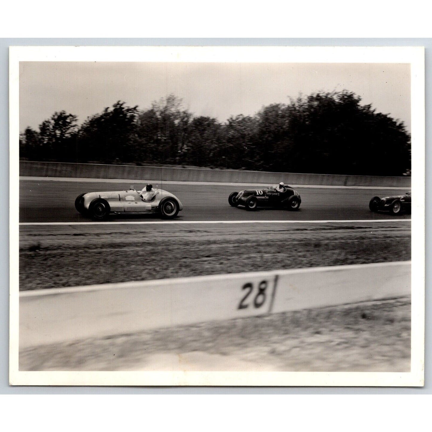 Gilmore Red Lion Car #10 c1940's Auto Racing Photo 4" x 5" Stamped Ed Hitze