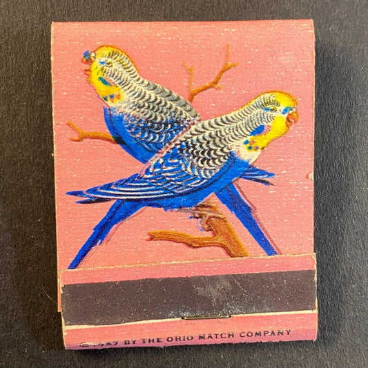 "Parakeets" Ohio Match Co. Full Matchbook c1957 VGC