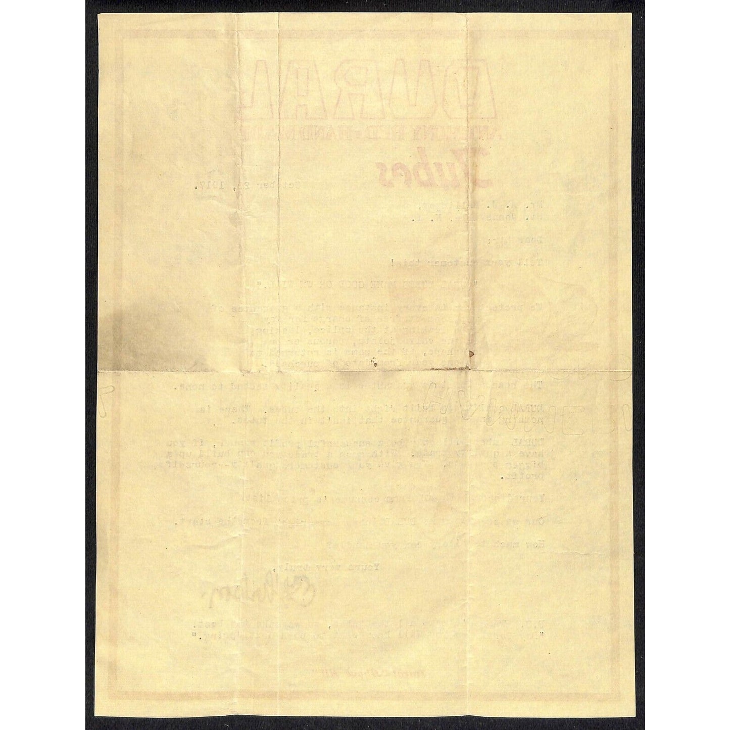 Dural Tubes (Flemington, NJ Rubber Co) Automotive Tire 1917 Letterhead