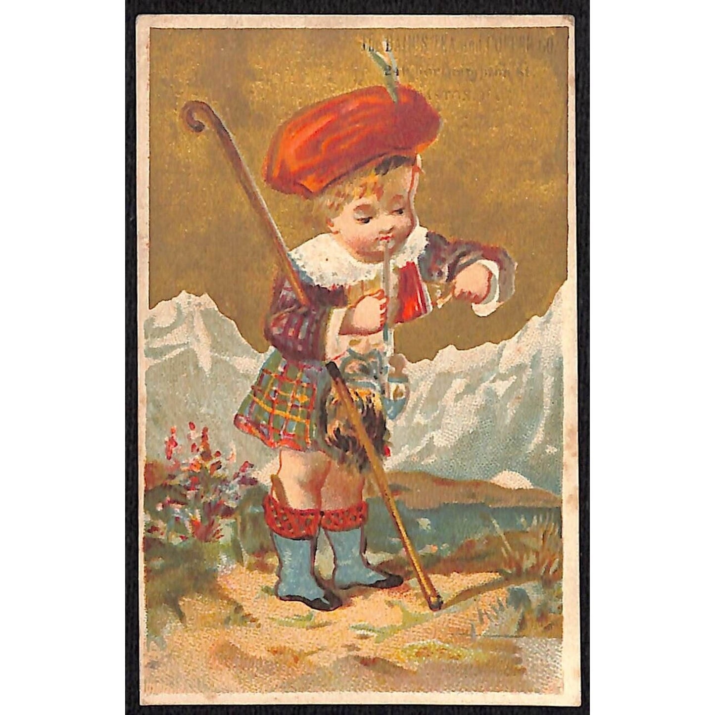 Easton, PA Bain's Tea and Coffee Co. Victorian Trade Card Boy Winter Mountains V