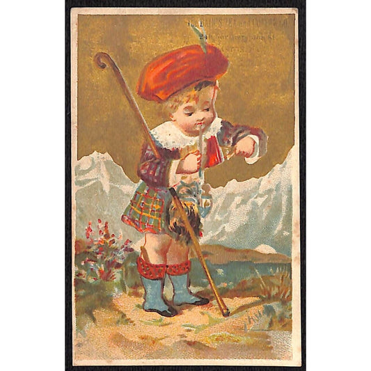 Easton, PA Bain's Tea and Coffee Co. Victorian Trade Card Boy Winter Mountains V