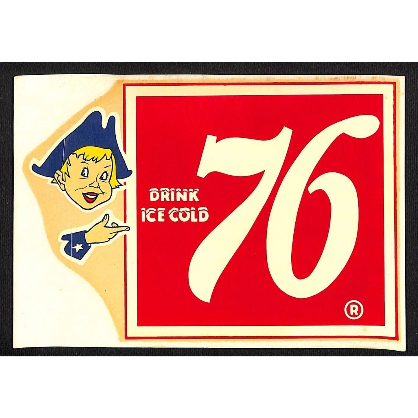 Drink Ice Cold "76" Roto-Cal Co. Water Transfer Decal c1950's-60's VGC Scarce