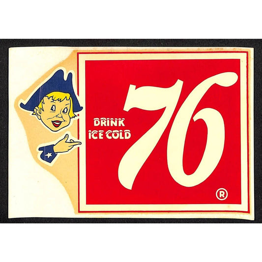 Drink Ice Cold "76" Roto-Cal Co. Water Transfer Decal c1950's-60's VGC Scarce