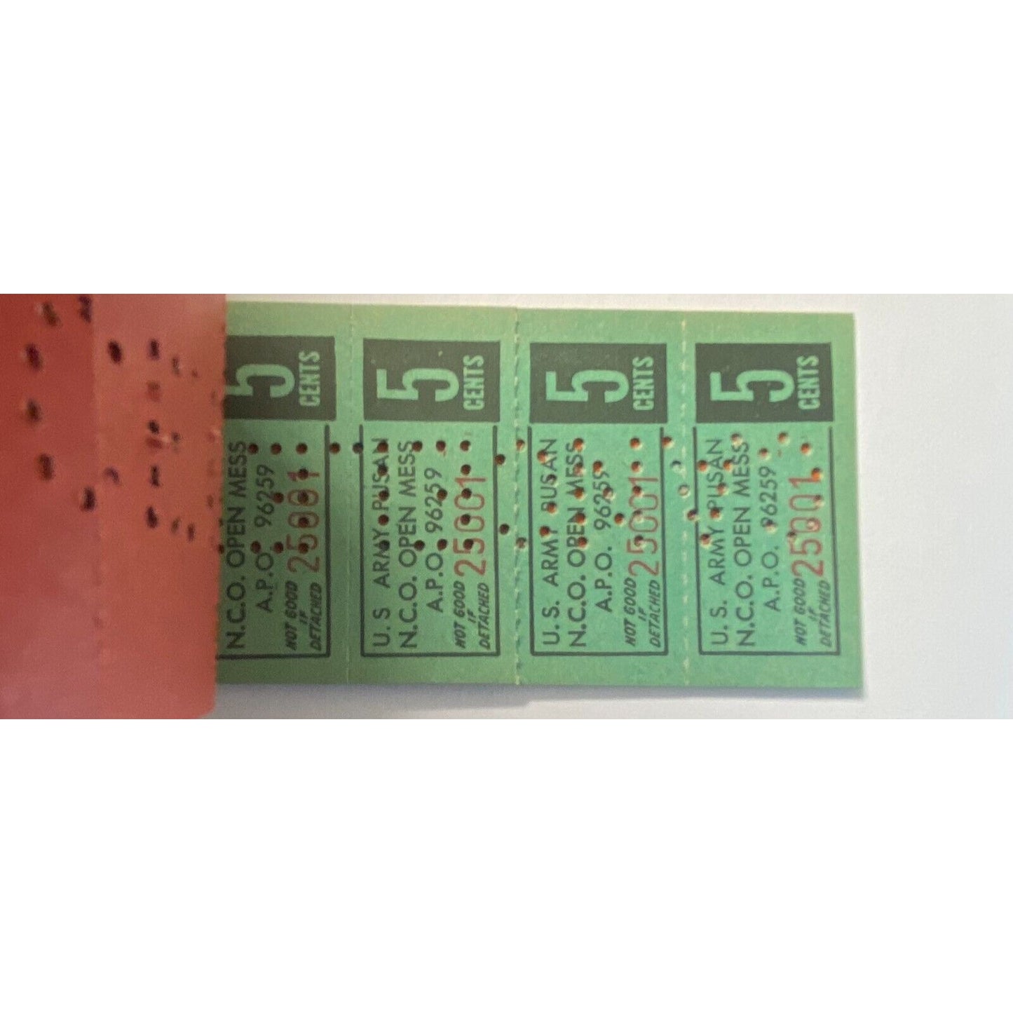 Korea U.S. Army Pusan NCO Open Mess Partial $5.00 Coupon Booklet #25001 VGC