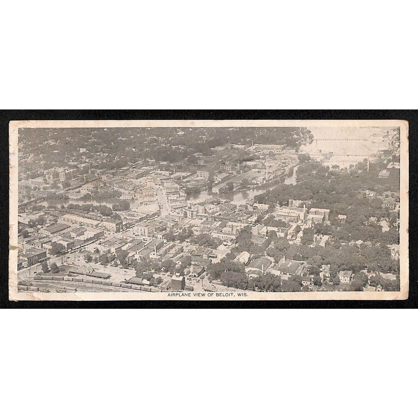 "Airplane View of Beloit, WI" 1930 1st Flight Long Air Mail Postcard Scarce