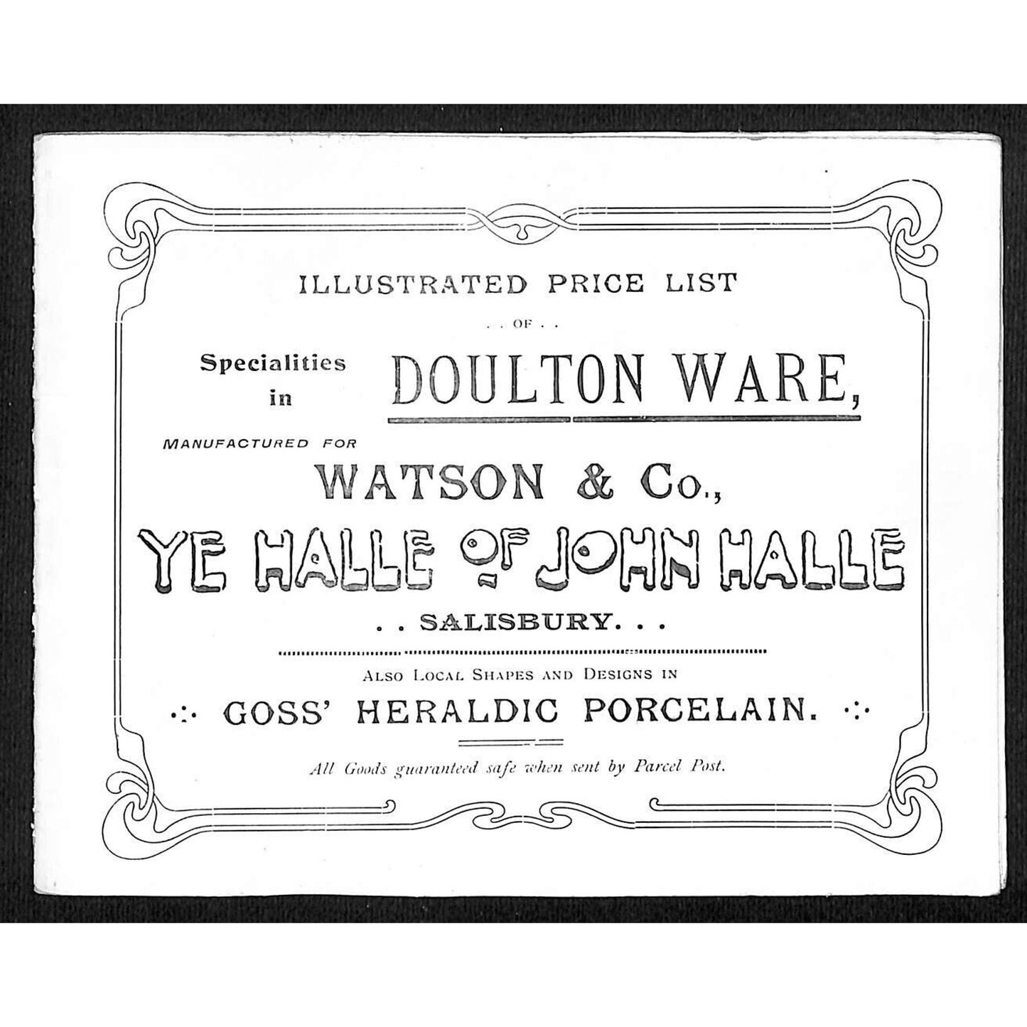 Watson & Co. Ye Halle of John Halle, Salisbury Price List 12pp c1910-20's Scarce