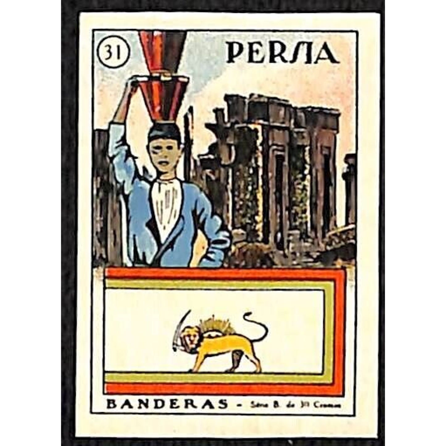 Persia Country Banderas / Flag Matchbox Label Vintage #31