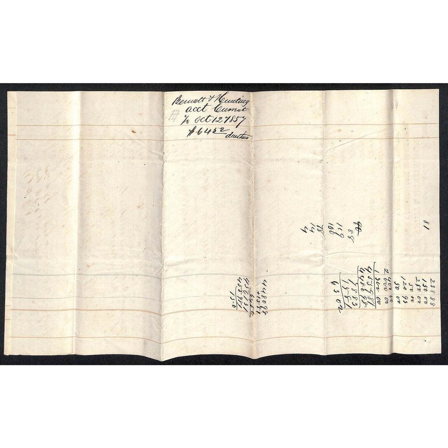 Bennett & Huntington Produce NYC 1857 J.J. Cover, Johnsville OH* Billhead Scarce