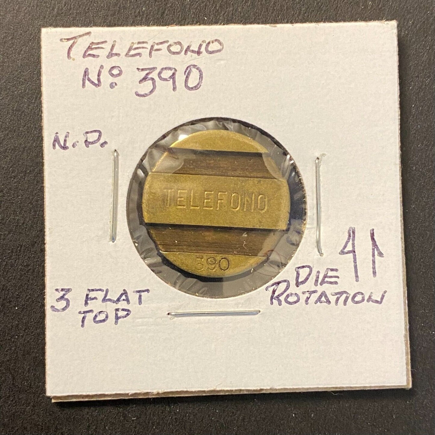 Telefono Public Telephone Token Argentina ENTel c1948-90 Brass 22mm #390