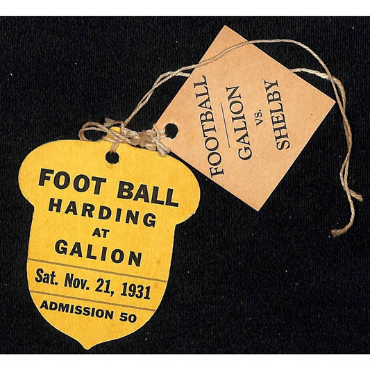 Harding at Galion Football Tickets 1931 / vs. Shelby / Inquirer Ohio Scarce