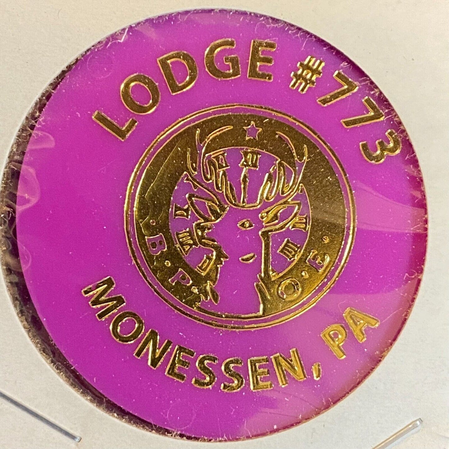 Monessen, PA BPOE Lodge 773 c1980's Plastic Token "G/F One Wine"
