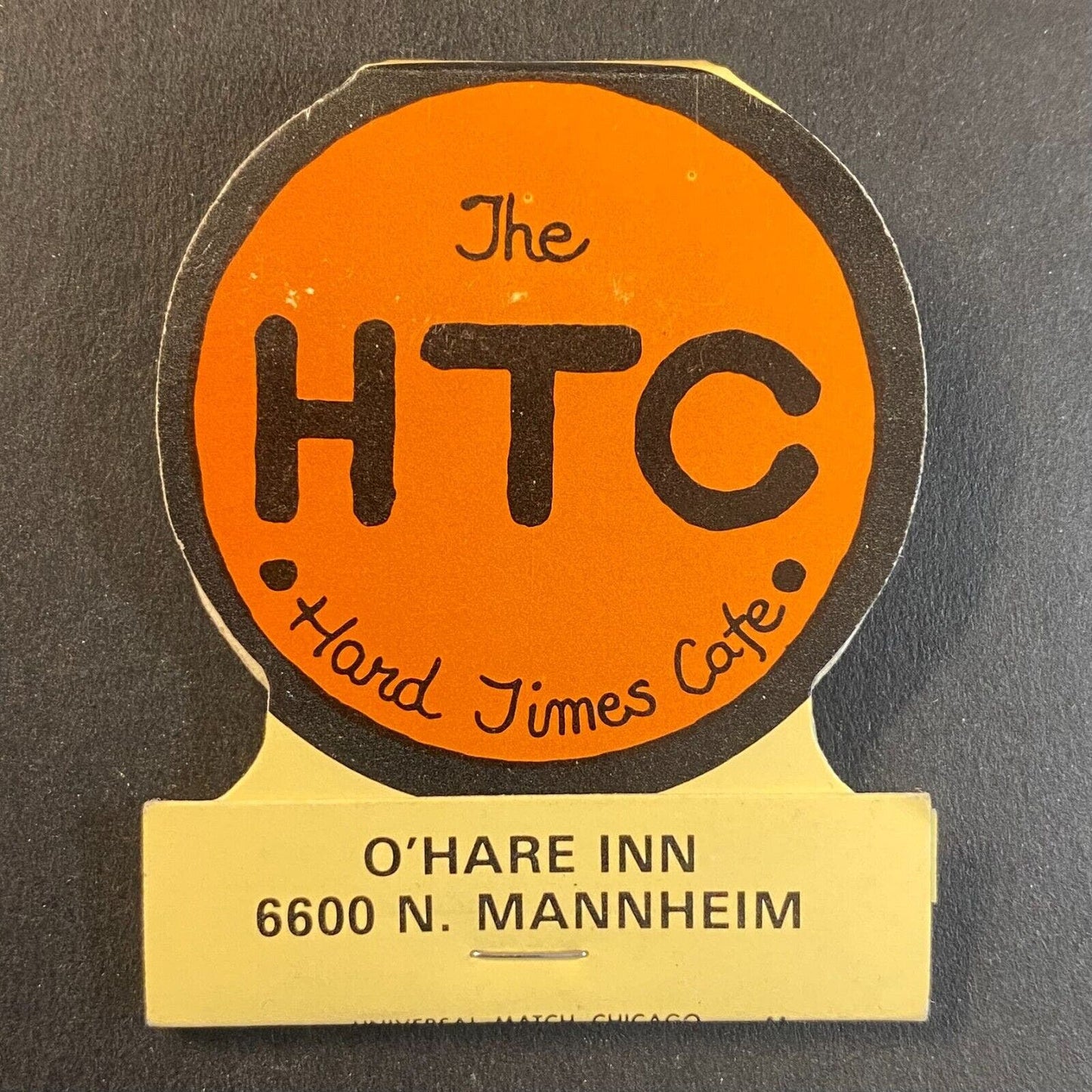 Hard Times Cafe O'Hare Inn Chicago Die Cut c1974-80's Full Matchbook Scarce