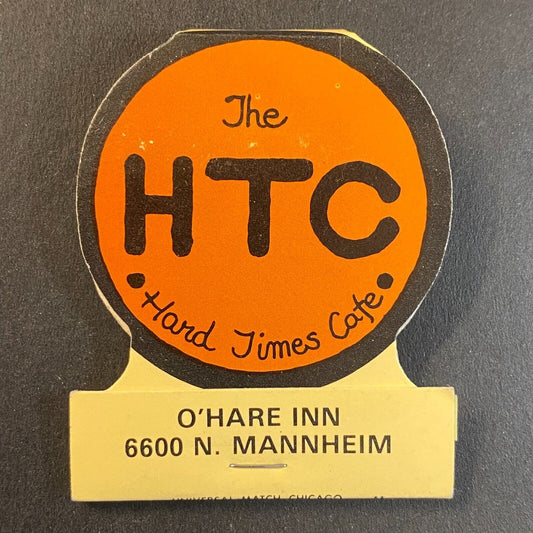 Hard Times Cafe O'Hare Inn Chicago Die Cut c1974-80's Full Matchbook Scarce