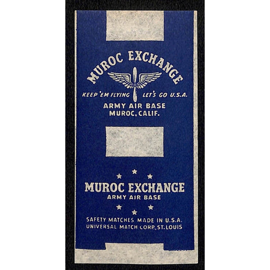 Muroc Exchange Army Air Base Muroc, CA WWII Matchbox Label Scarce NOS