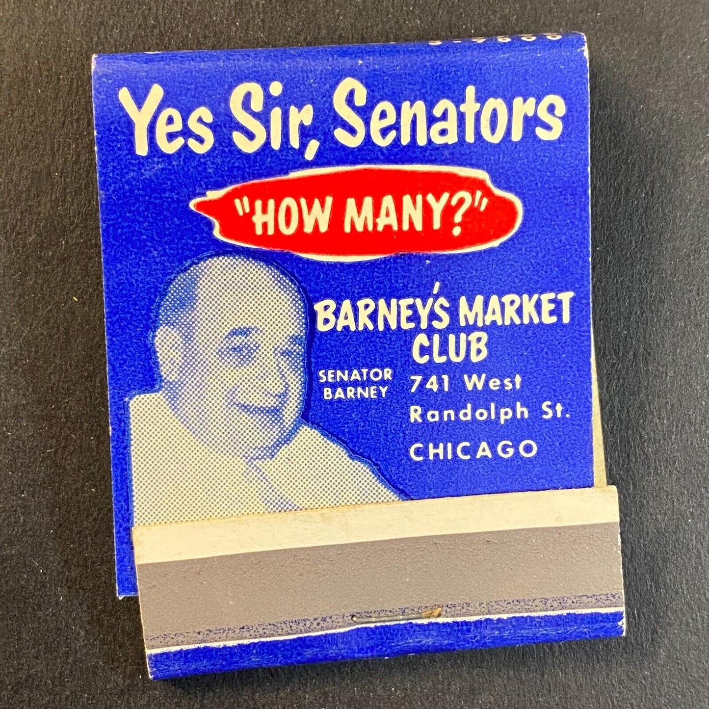 Barney's Market Club Chicago "Yes Sir, Senators" c1950's Full Matchbook VGC