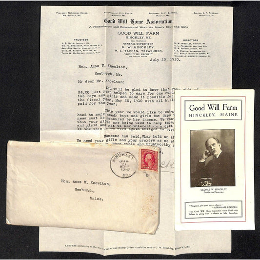Hinckley, ME 1910 "Good Will Farm" Booklet 12p Letterhead & Cover Knowlton* VGC