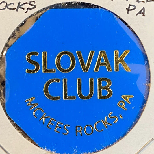 McKees Rocks, PA Slovak Club c1980's-90's Plastic Token G/F One Beer Hexagon
