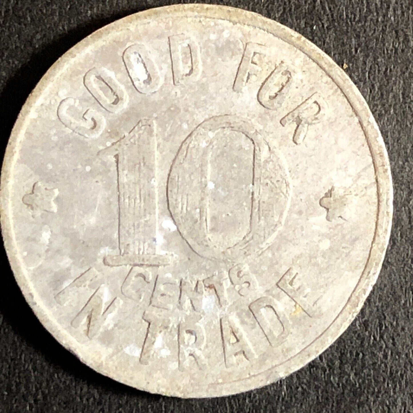 Dunlap (Charles / Cigars) Woodland CA c1920's G/F 10c Alum Trade Token 21mm