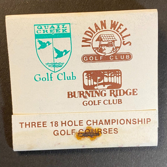 Indian Wells / Quail Creek / Burning Ridge SC Golf Full Matchbook c1974-80's (#2