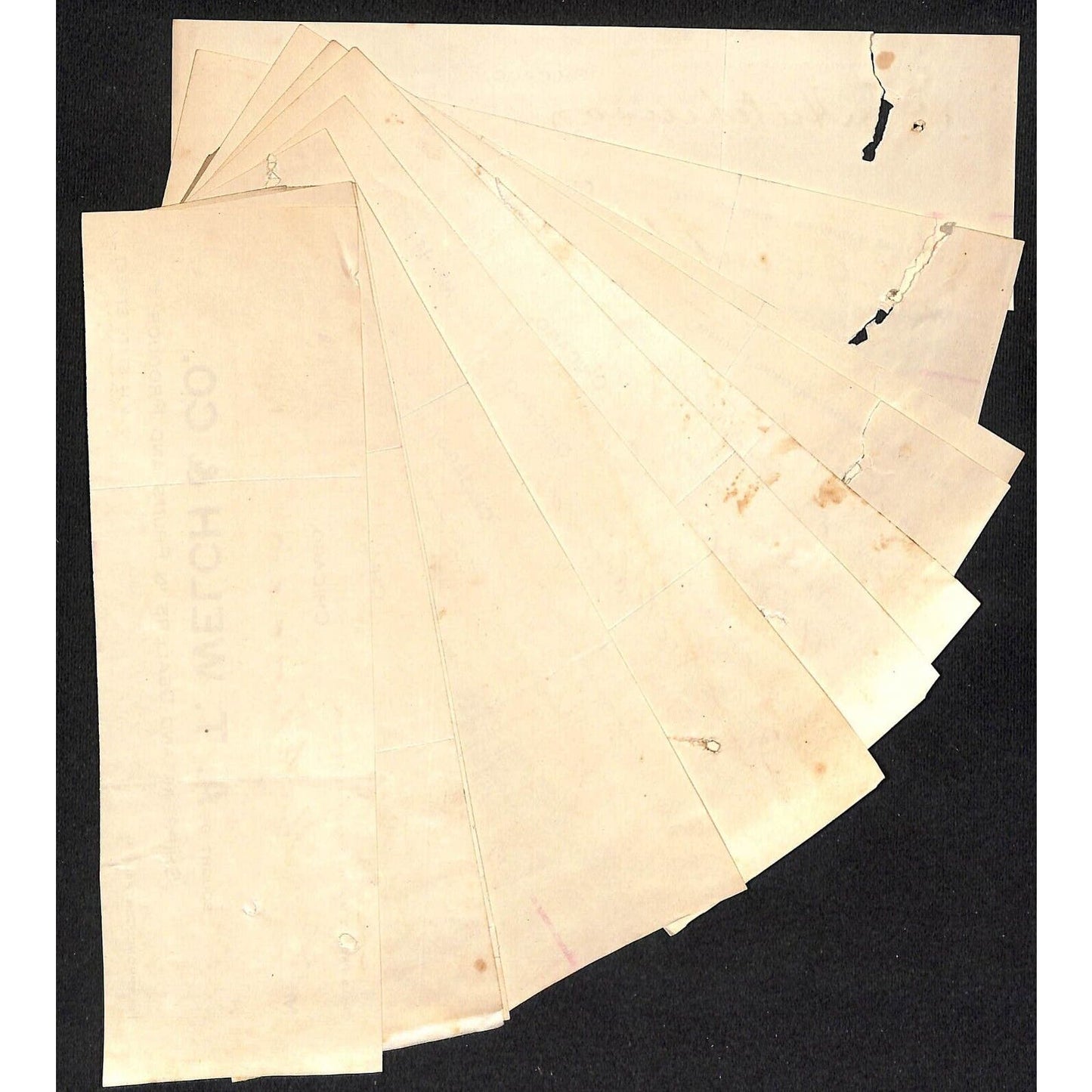 A.T. Welch & Co Produce Fruit Hutchinson Decorah IA* 11 pcs. Cut 1902 Billheads
