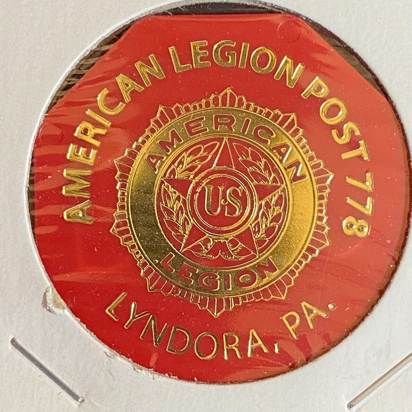 Lyndora, PA American Legion 778 c1980's Hexagon Plastic Drink Token "Beer"