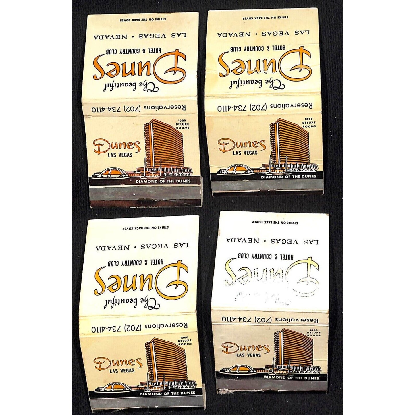 Aladdin Hotel Country Club Las Vegas c1974-80 4 Matchbook Covers Only