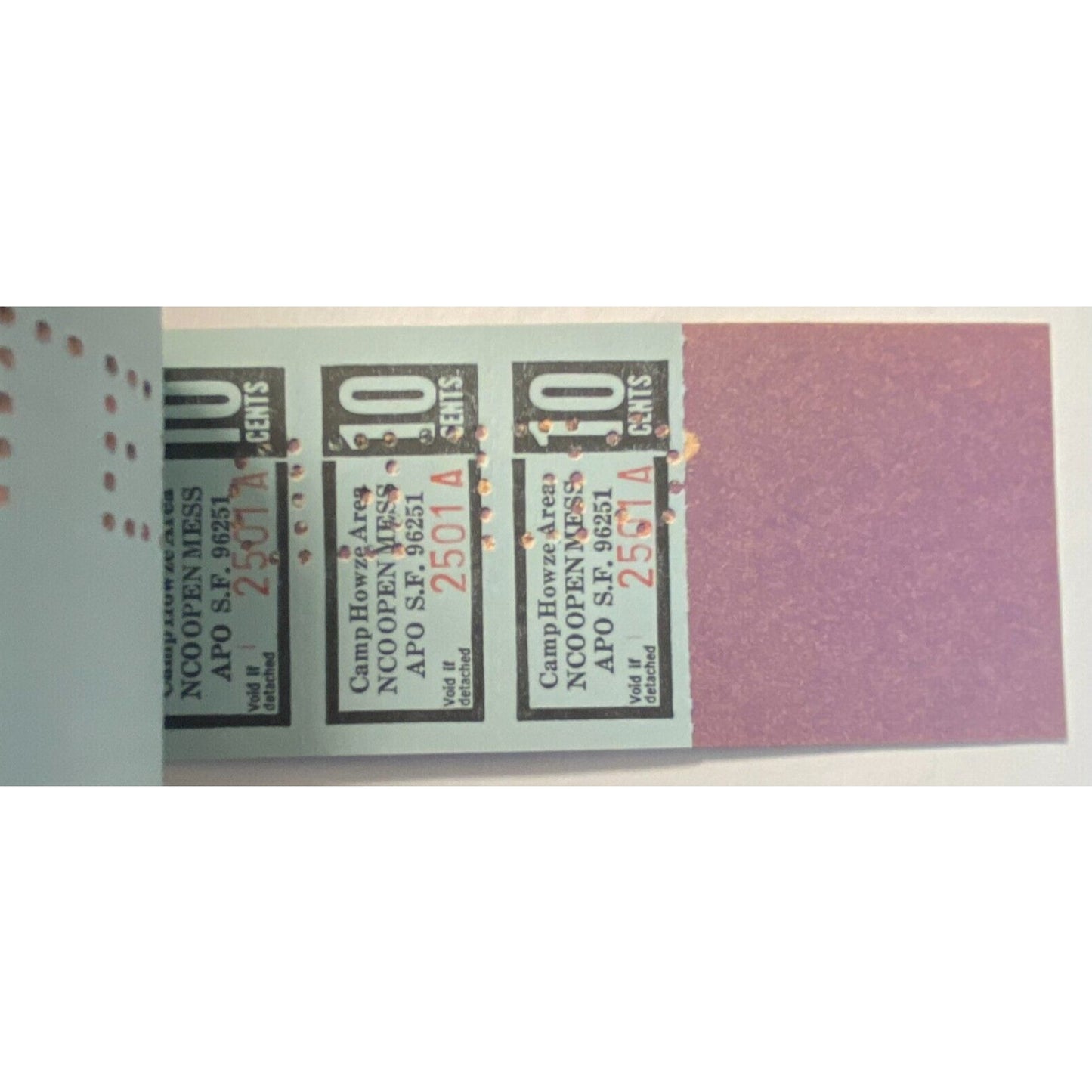 Korea Camp Howze Area NCO Open Mess Partial $5.00 Coupon Booklet #2501 VGC
