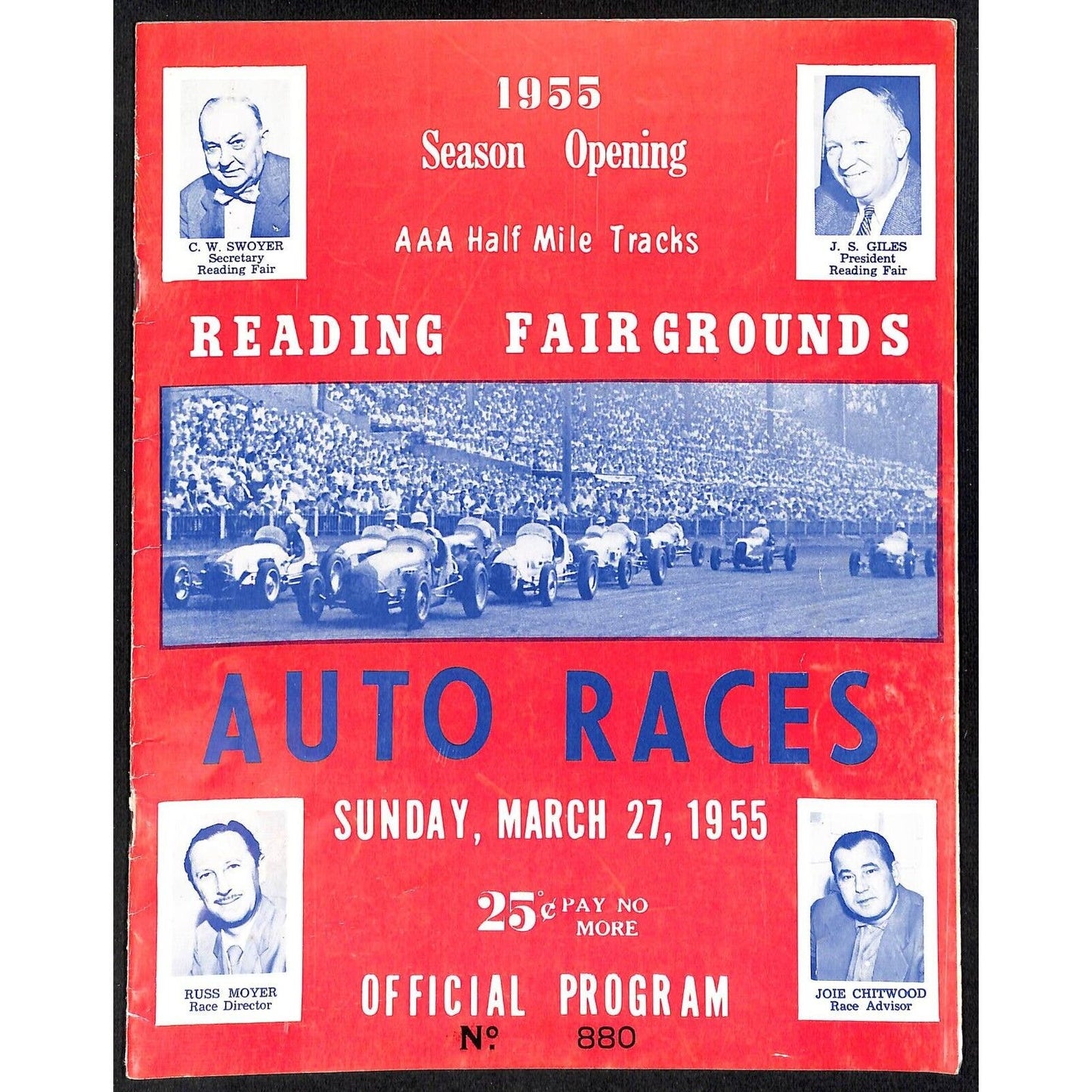 Reading Fairgrounds 1955 Auto Races AAA Racing Program 12pp* VGC Scarce