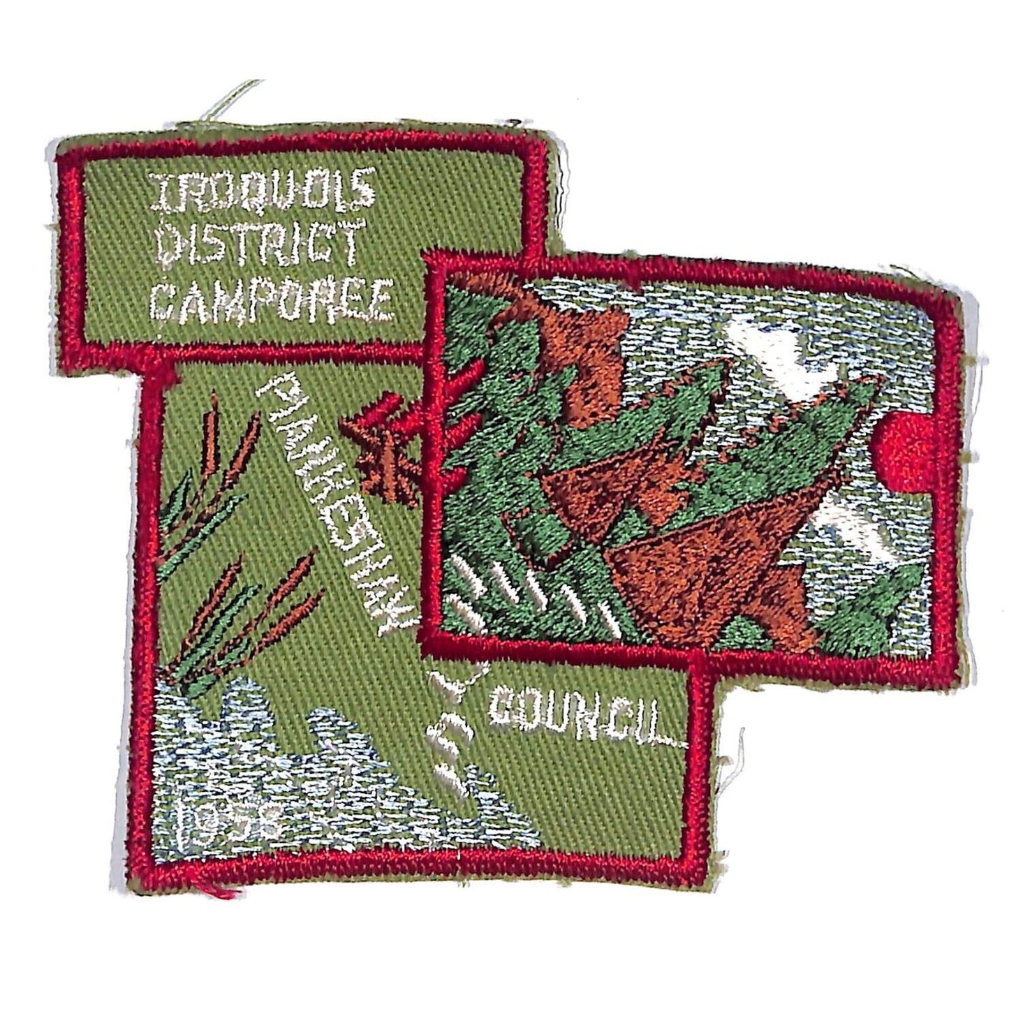 Boy Scouts BSA 1958 Piankeshaw Iroquois District Camporee Emb. Patch Scarce VGC